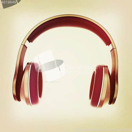 Image of Headphones Isolated on White Background . 3D illustration. Vinta