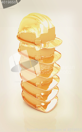 Image of Hard hats. 3D illustration. Vintage style.