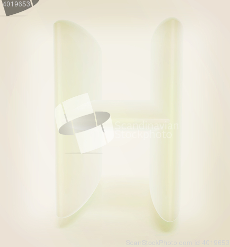 Image of Glossy alphabet. The letter \"H\". 3D illustration. Vintage style.