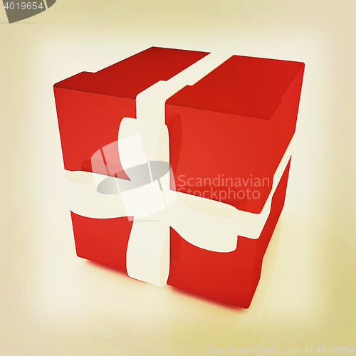 Image of Bright christmas gift. 3D illustration. Vintage style.