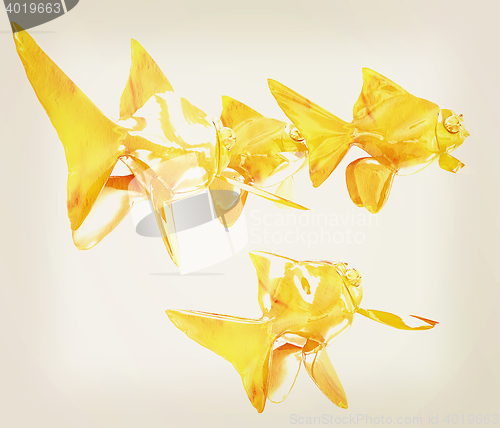 Image of Gold fishes. 3D illustration. Vintage style.