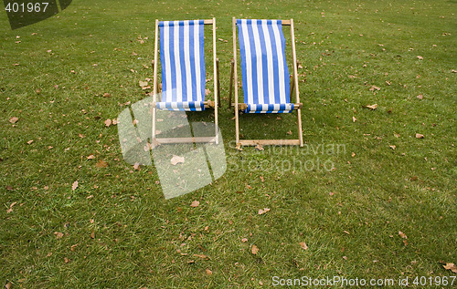 Image of lonely striped chairs