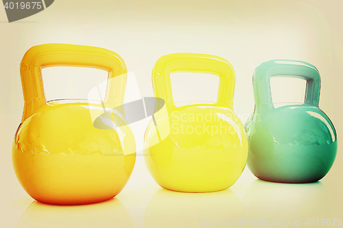 Image of Colorful weights . 3D illustration. Vintage style.