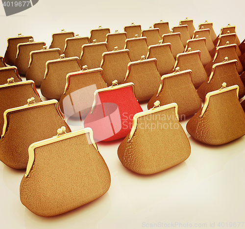 Image of Leather purse. Investments concept. 3D illustration. Vintage sty