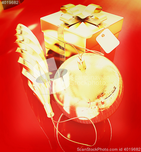 Image of Bright christmas gifts. 3D illustration. Vintage style.