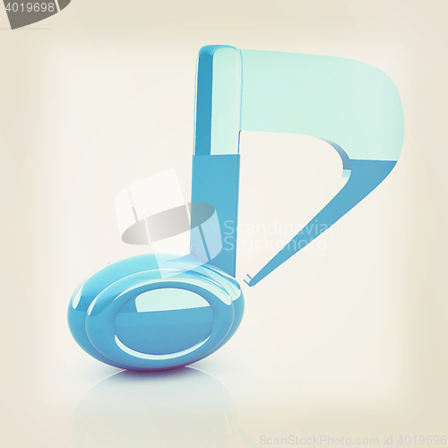 Image of musical note 3D on white background . 3D illustration. Vintage s