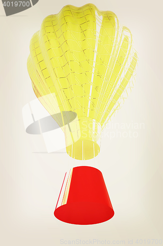 Image of Hot Air Balloons with Gondola. 3D illustration. Vintage style.