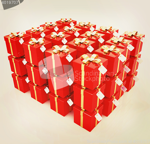 Image of Bright christmas gifts. 3D illustration. Vintage style.