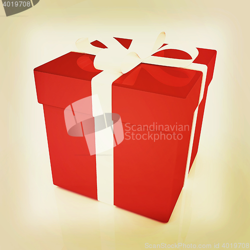 Image of Bright christmas gift. 3D illustration. Vintage style.