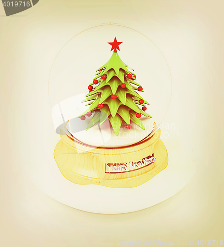 Image of Christmas Snow globe with the falling snow and christmas tree. 3