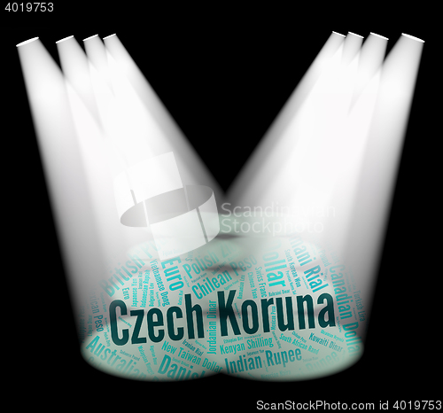 Image of Czech Koruna Means Foreign Currency And Banknotes