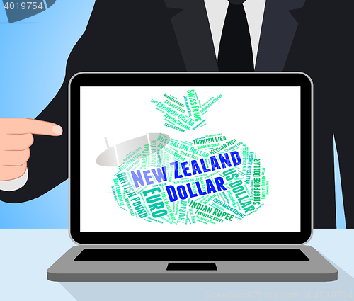 Image of New Zealand Dollar Means Worldwide Trading And Currency