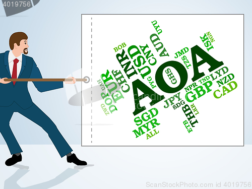 Image of Aoa Currency Indicates Exchange Rate And Broker