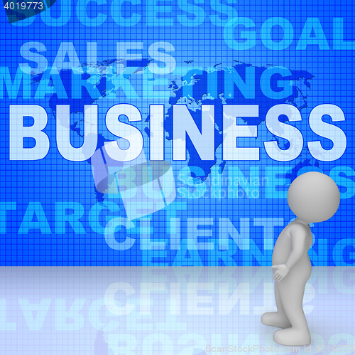 Image of Business Words Shows Corporate Commerce And Buy 3d Rendering