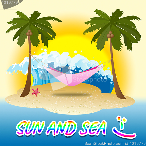 Image of Sun And Sea Represents Summer Time And Break