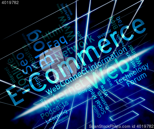 Image of Ecommerce Word Shows Online Business And Biz