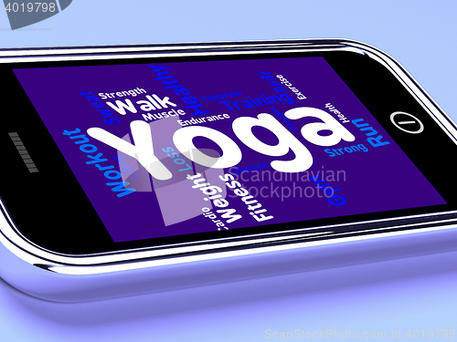 Image of Yoga Word Shows Relaxation Calm And Exercise