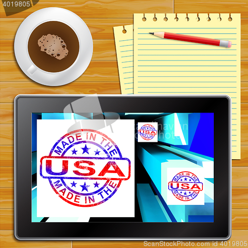 Image of Made In The USA On Cubes Showing Patriotism Tablet