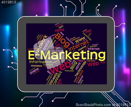 Image of Emarketing Word Indicates World Wide Web And Internet