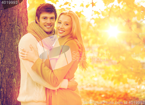 Image of romantic couple in the autumn park