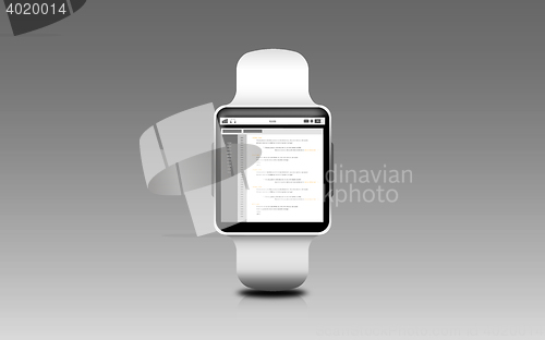 Image of illustration of smart watch with coding on screen