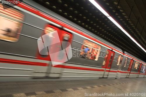 Image of Prague subway in motion