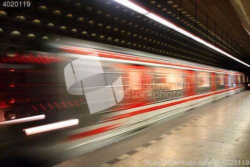 Image of Prague subway in motion