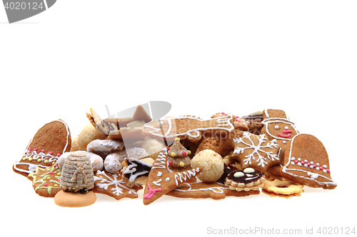 Image of mixed christmas cookies isolated