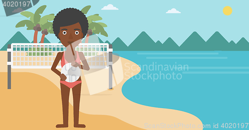 Image of Beach volleyball player vector illustration.