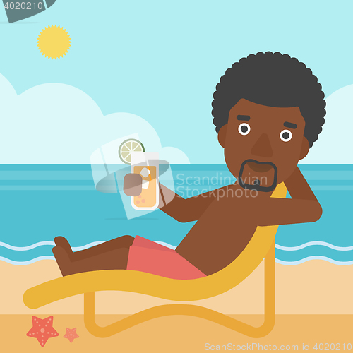 Image of Man sitting in chaise longue vector illustration.