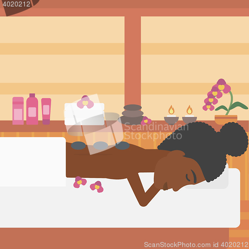 Image of Woman getting stone therapy vector illustration.