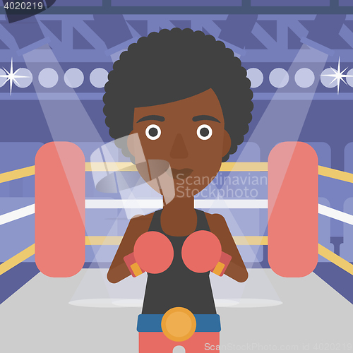 Image of Confident boxer in gloves vector illustration.