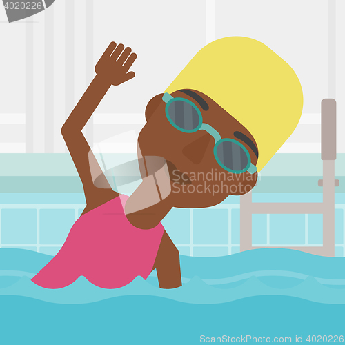 Image of Woman swimming in pool vector illustration.