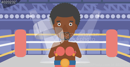 Image of Confident boxer in gloves vector illustration.