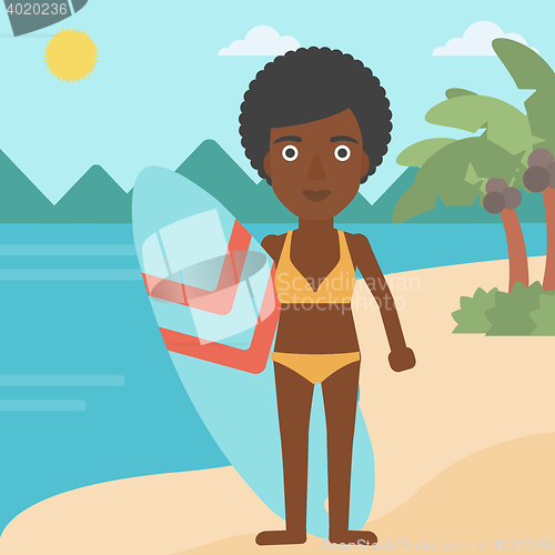 Image of Surfer holding surfboard vector illustration.