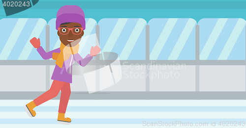 Image of Woman ice skating vector illustration.