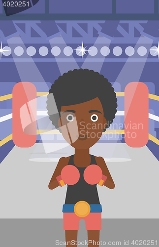 Image of Confident boxer in gloves vector illustration.