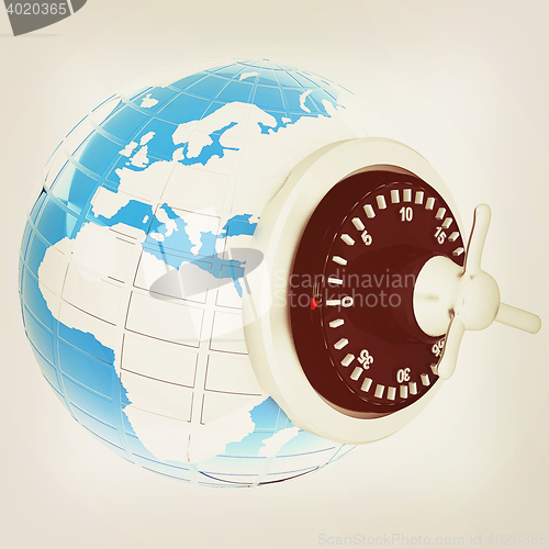 Image of World Security . 3D illustration. Vintage style.