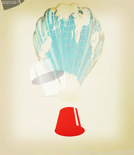 Image of Hot Air Balloons as the earth with Gondola. 3D illustration. Vin