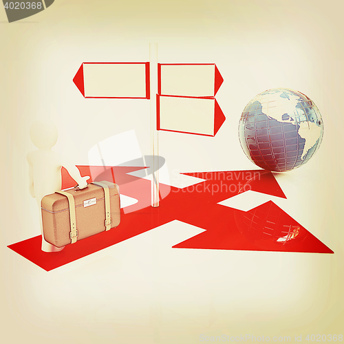 Image of Traffic sign with 3d person. 3D illustration. Vintage style.