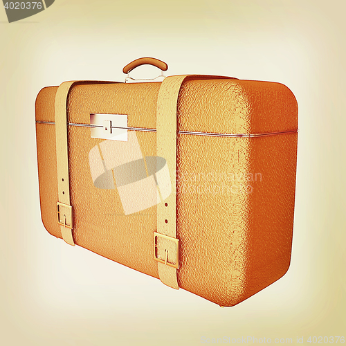 Image of Brown traveler\'s suitcase . 3D illustration. Vintage style.