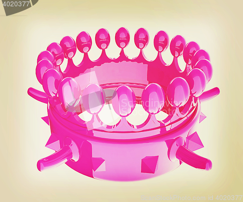Image of Crown for a Royal King Cartoon. 3D illustration. Vintage style.