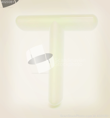 Image of Glossy alphabet. The letter \"T\". 3D illustration. Vintage style.