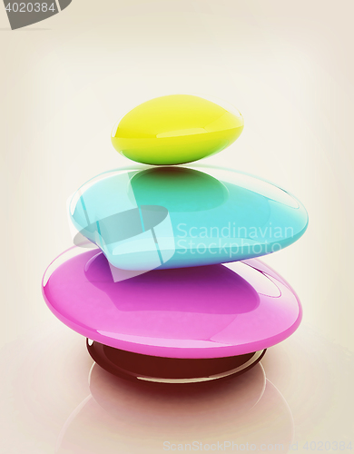 Image of Colorfull spa stones. 3d icon. 3D illustration. Vintage style.