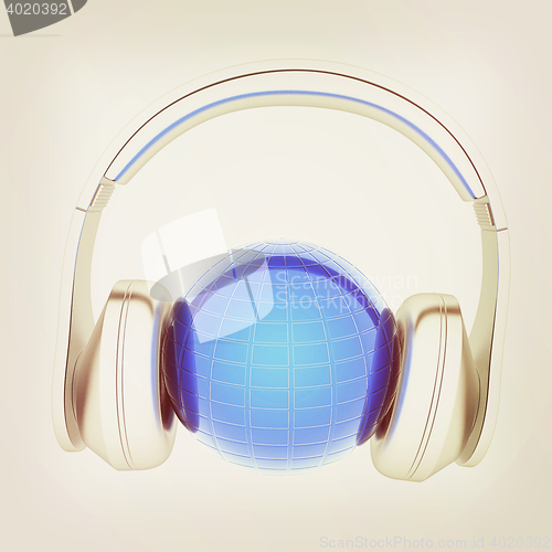 Image of abstract 3d illustration of earth listening music . 3D illustrat