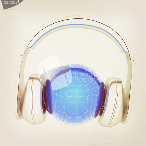 Image of abstract 3d illustration of earth listening music . 3D illustrat
