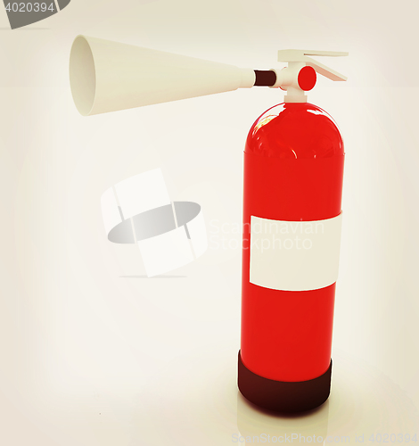 Image of Red fire extinguisher . 3D illustration. Vintage style.