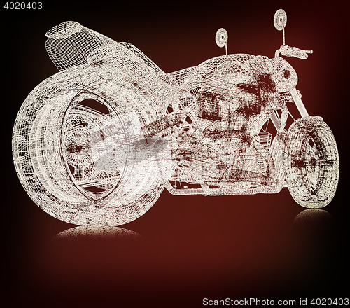 Image of 3d sport bike background. 3D illustration. Vintage style.