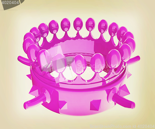 Image of Crown for a Royal King Cartoon. 3D illustration. Vintage style.
