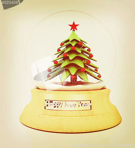 Image of Christmas Snow globe with the falling snow and christmas tree. 3